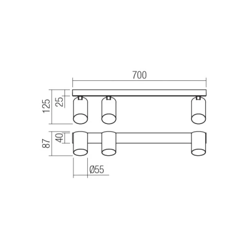 Modi 01-3506 – Smarter spotlight in matt black, 3x10W, IP20