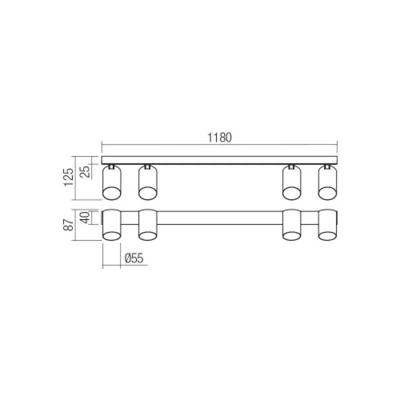 Modi 01-3509 – Smarter spotlight in matt black, 4x10W, IP20