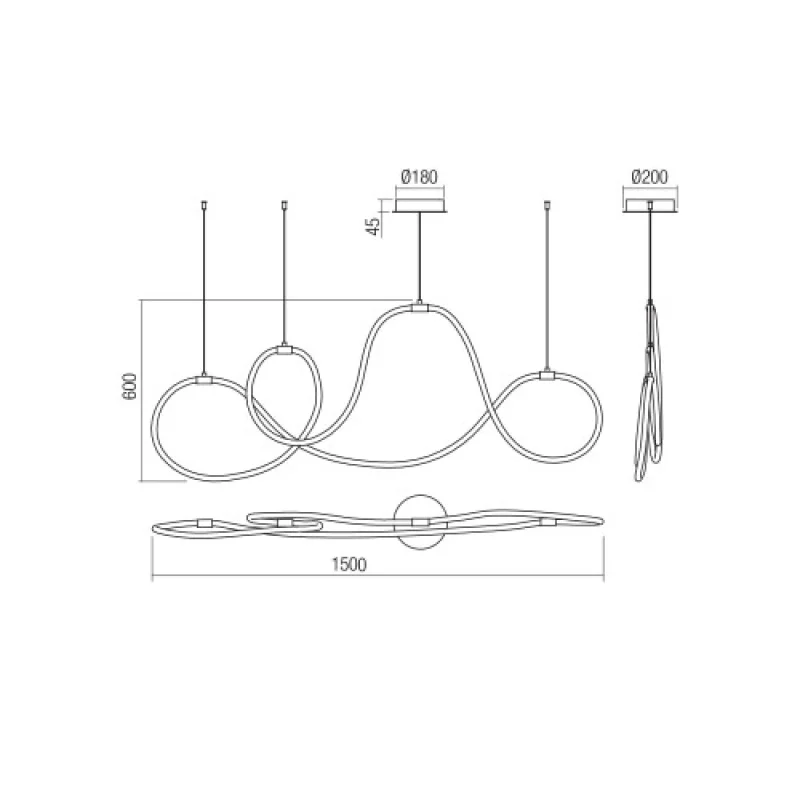 Henk 01-3557 – Smarter LED пендел в матово черен, 54W, 3000K, IP20