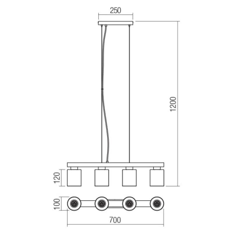 Rotis 01-3986 – Smarter pendant in matt black, 4x15W, IP20
