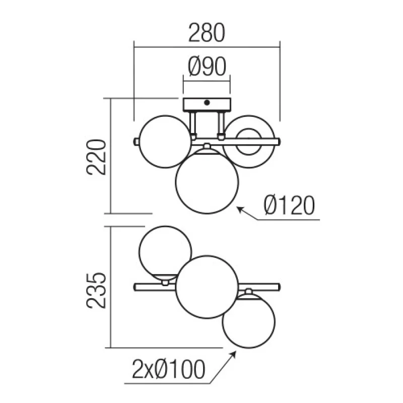 Astra 01-3988 – Smarter плафон в матово черен, 3X8W, IP20