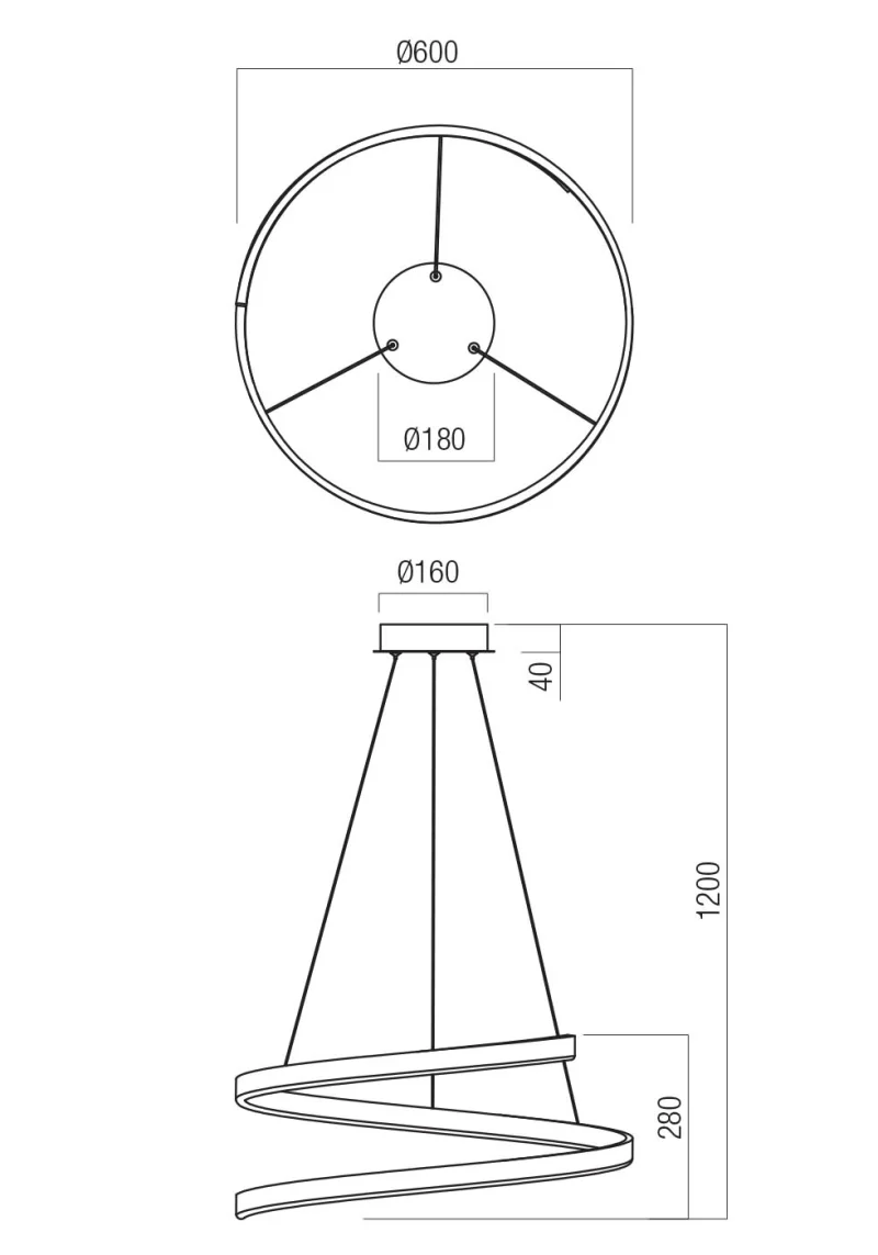 Scroll 01-4015 – REDO LED пендел в матово черен, 38W, 3000K, IP20