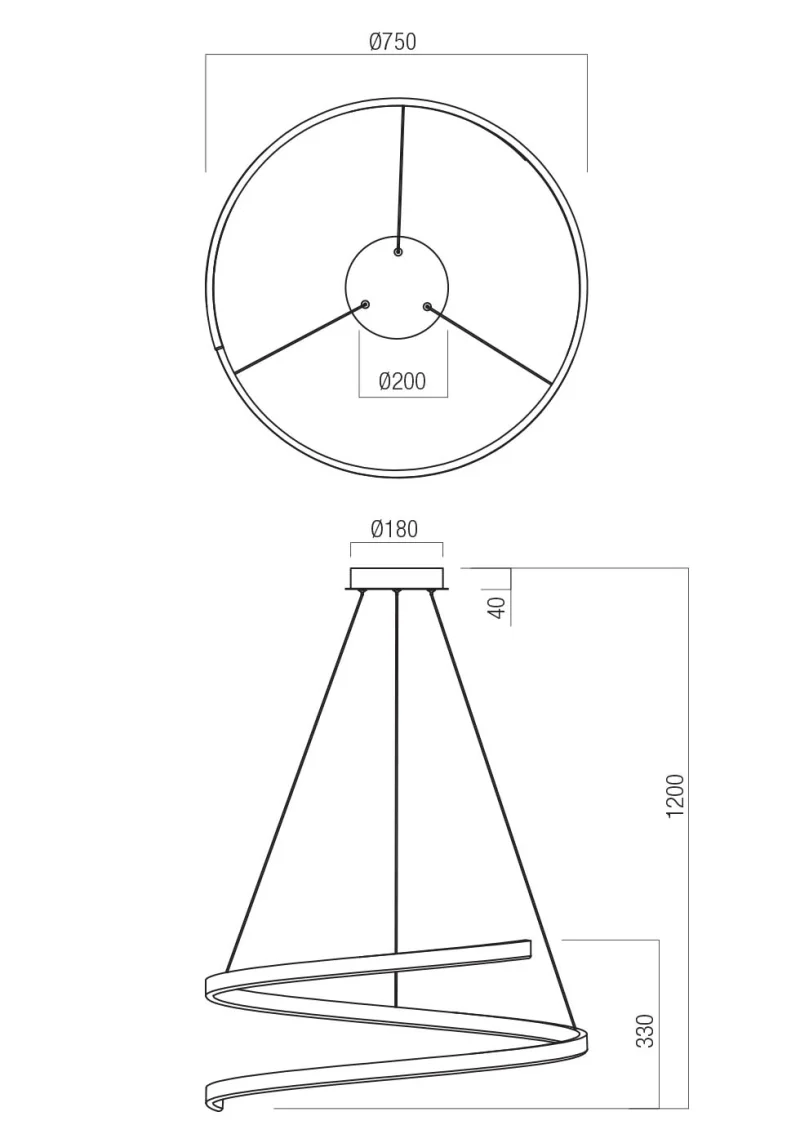 Scroll 01-4016 – REDO LED pendant in matt white, 46W, 3000K, IP20