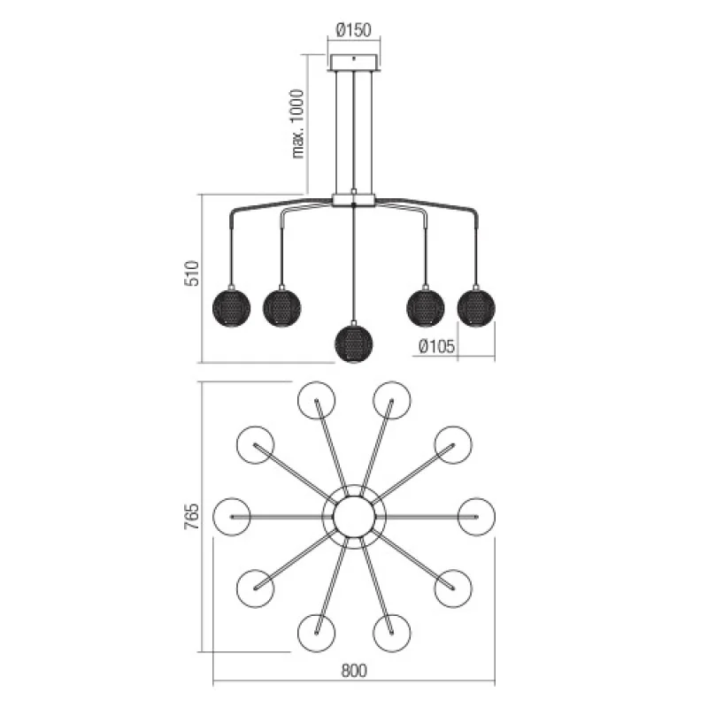 Gianet Su 01-4042 – Smarter LED пендел в матово черен, 42W, 3000K, IP20