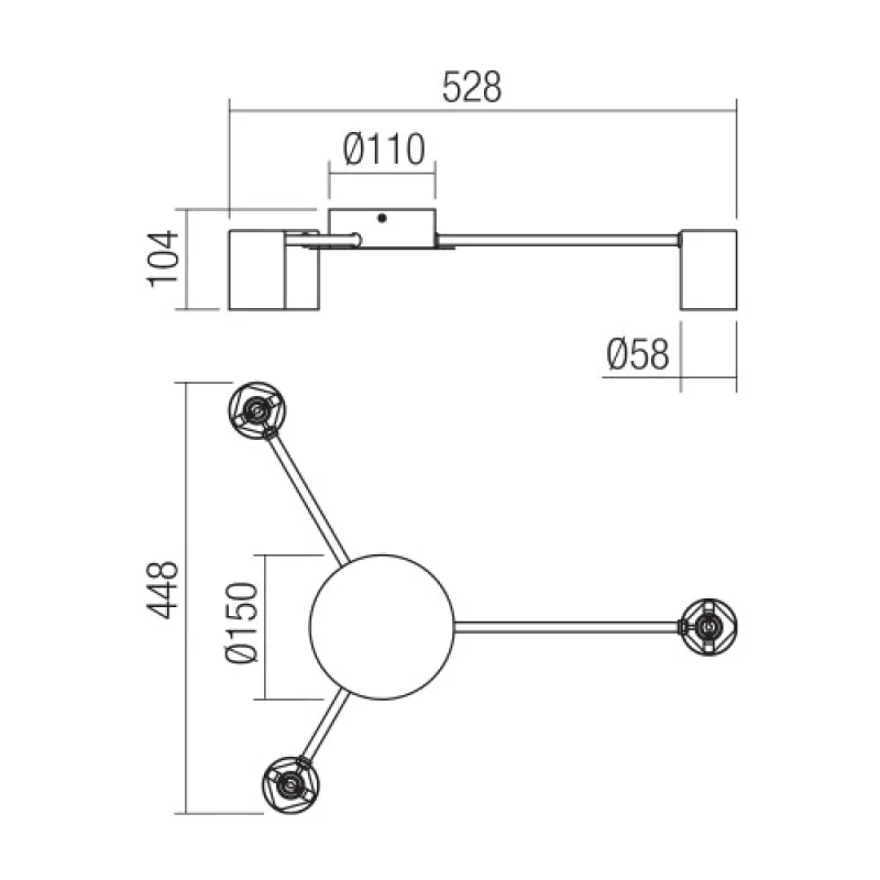 Noa Bk/gd 01-4049 – Smarter плафон в матово черен, 3x10W, IP20