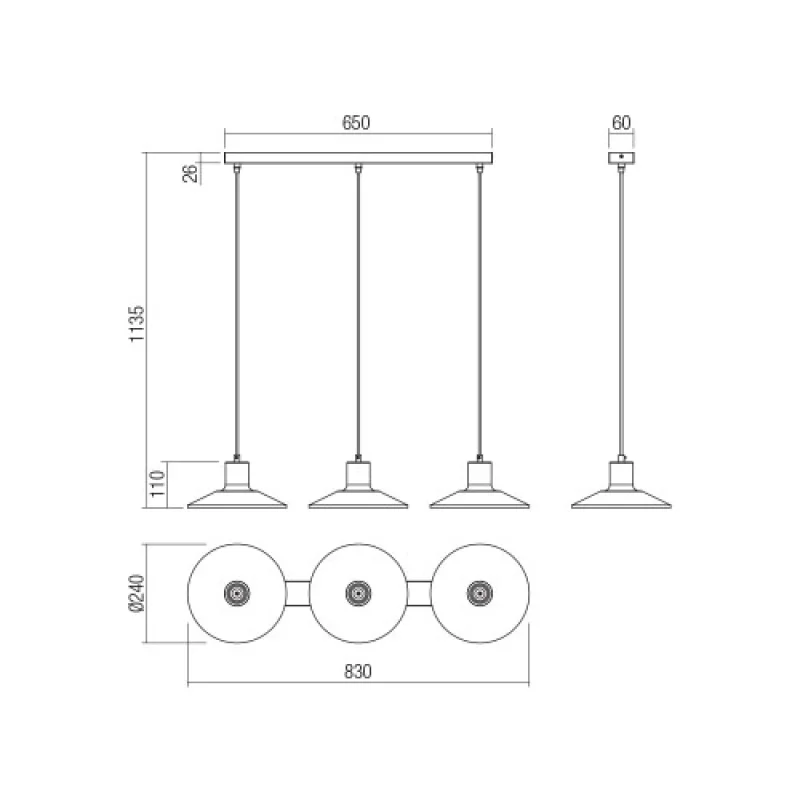 Fresno 01-4056 – Smarter пендел в матово черен, 3x42W, IP20