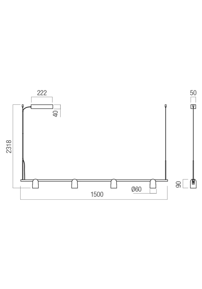 Kobe 01-4214 – REDO LED пендел в матово черен, 25W, 2700K, IP20