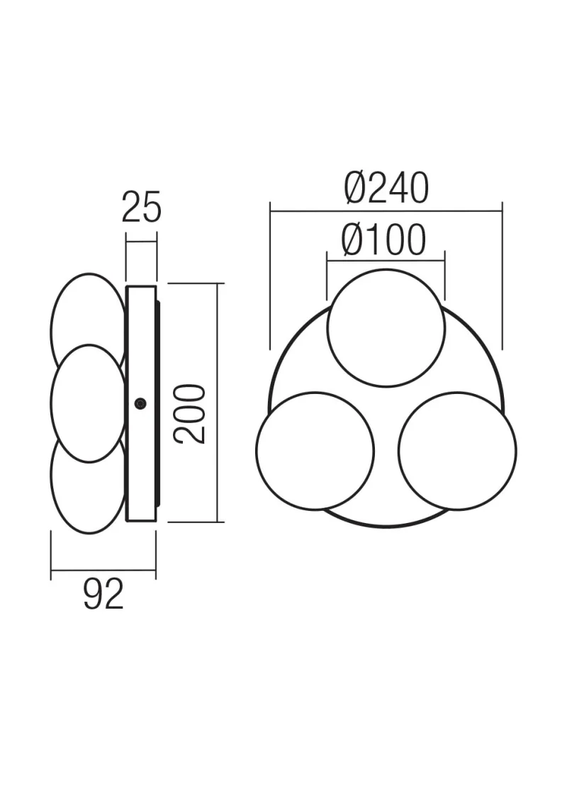 Ovum 01-4308 – REDO LED плафон за баня в матово черен, 3X5W, 3000K, IP44