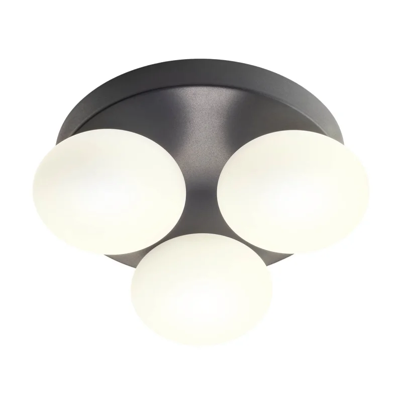 Осветление за баня Ovum 01-4308 – REDO LED плафон за баня в матово черен, 3X5W, 3000K, IP44