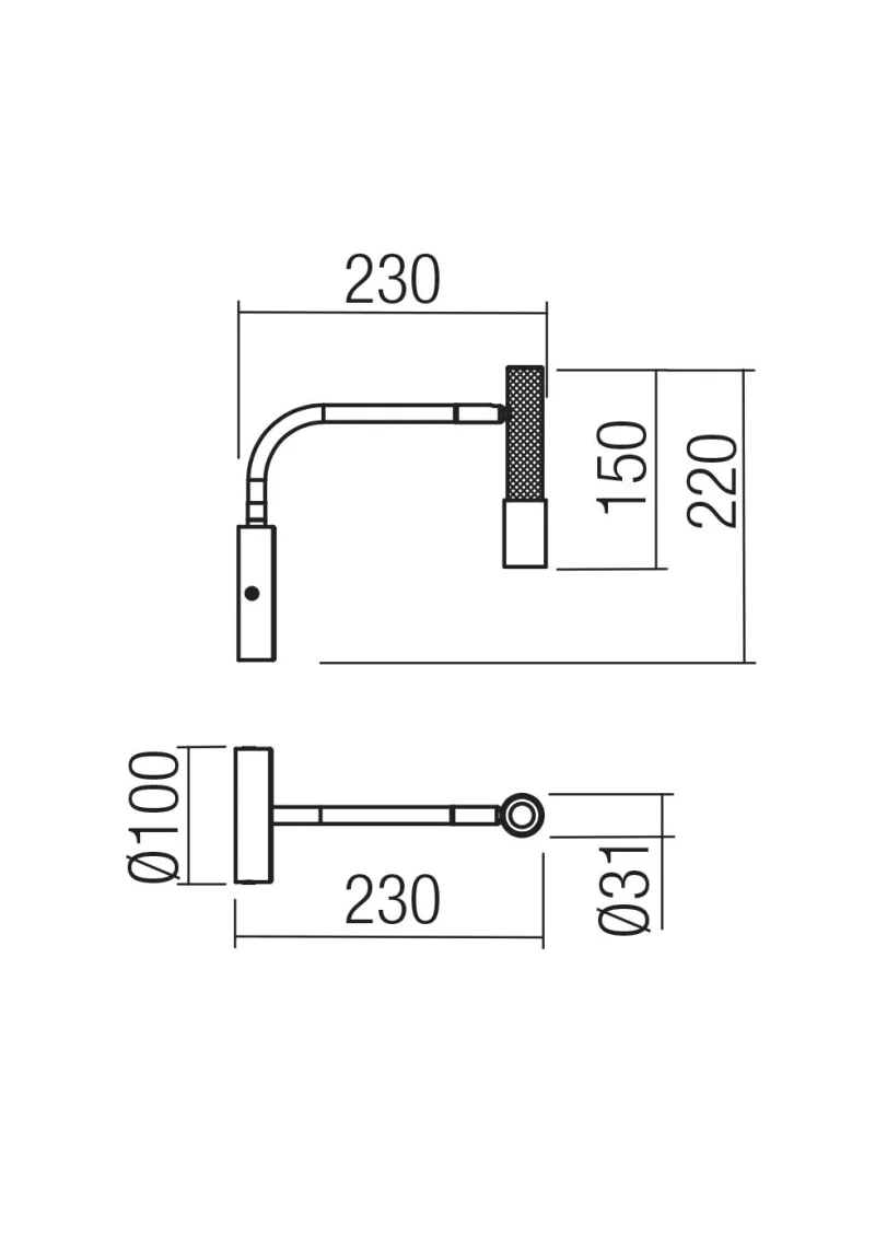 Drill 01-4436 – REDO LED wall light with switch in antique bronze, 1x8W, 2700K, IP20