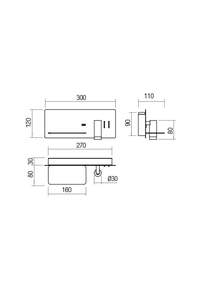 Brook 01-4467 – REDO LED аплик с ключ и USB в античен бронз, 1x8W, 3000K, IP20
