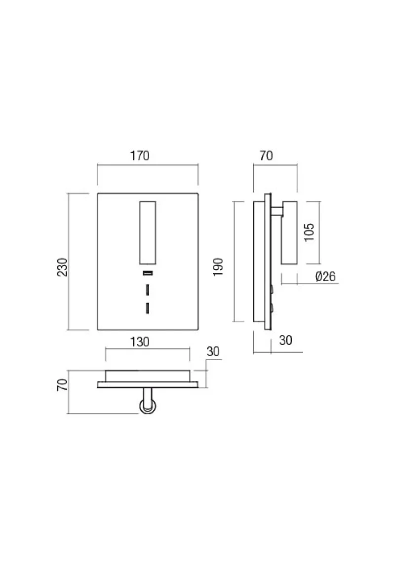 Zen 01-4476 – REDO LED аплик с ключ и USB в античен бронз, 1x16W, 3000K, IP20