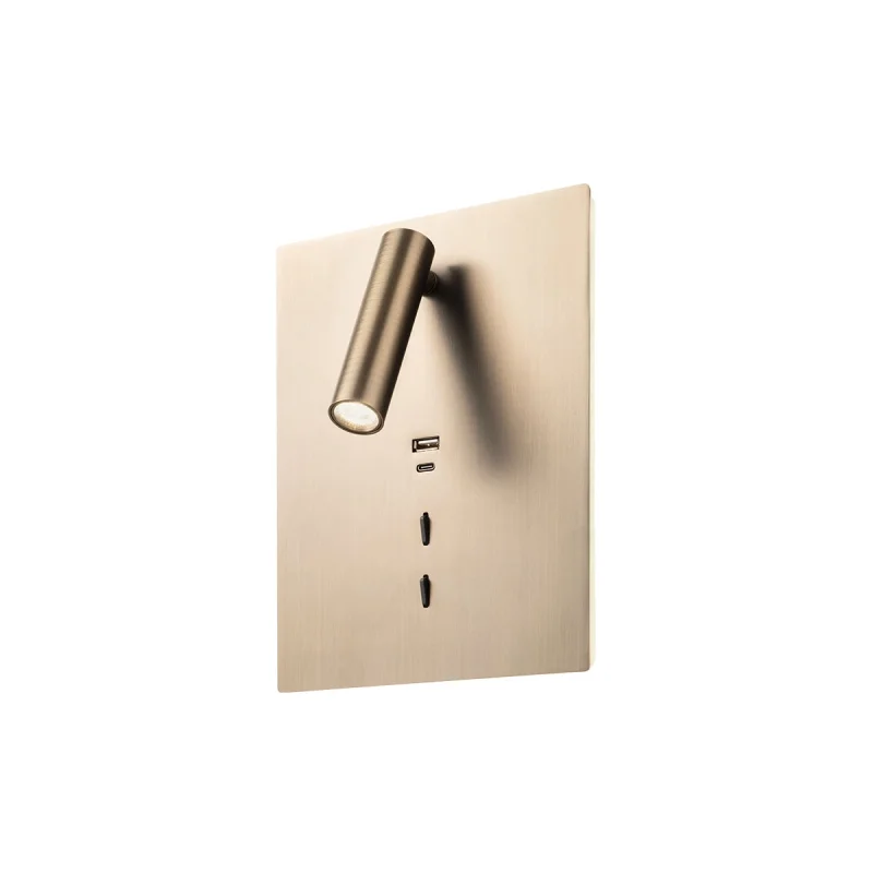 Стенно осветление (аплици) Zen 01-4476 – REDO LED аплик с ключ и USB в античен бронз, 1x16W, 3000K, IP20