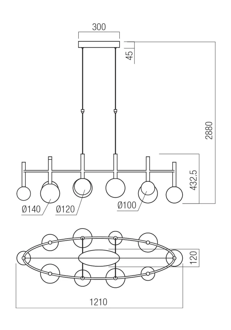 Bolla 01-4560 – REDO LED пендел в матово черен, 44W, 2700K, IP20