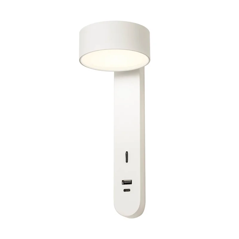 Стенно осветление (аплици) Sades 01-4640 – REDO LED аплик с ключ и USB в матово бял, 1x6W, 3000K, IP20