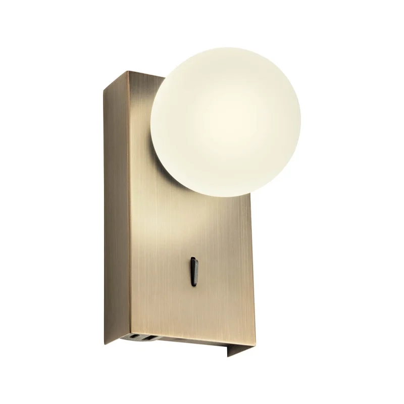 Стенно осветление (аплици) Norma 01-4658 – REDO LED аплик с ключ и USB в античен бронз, 1x5W, 3000K, IP20