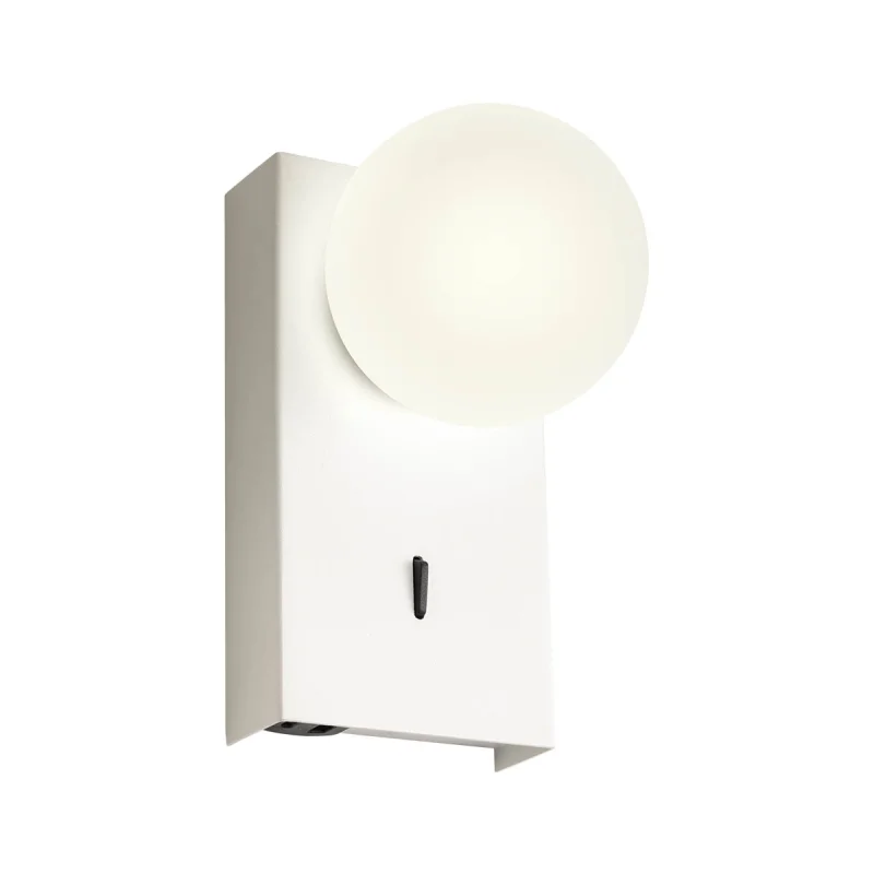 Стенно осветление (аплици) Norma 01-4765 – REDO LED аплик с ключ и USB в матово бял, 1x5W, 2700K, IP20