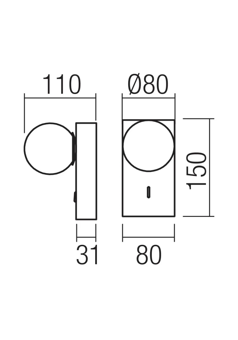 Norma 01-4767 – REDO LED аплик с ключ и USB в античен бронз, 1x5W, 2700K, IP20