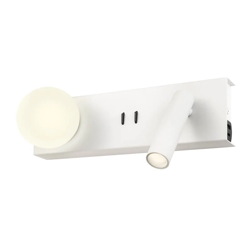 Стенно осветление (аплици) Norma 01-4769 – REDO LED аплик с ключ и USB в матово бял, 1x5W, 2700K, IP20