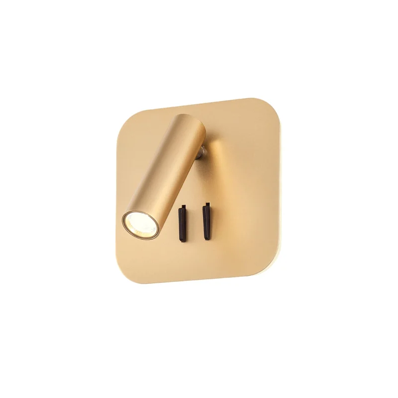 Wall Lights Quda 01-4774 – REDO LED wall light with switch in matt gold, 1x6W, 2700K, IP20