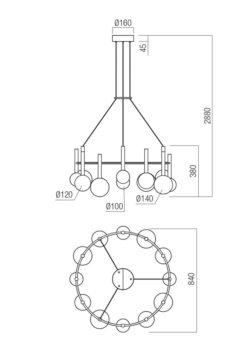 Bolla 01-4783 – REDO LED пендел в матово златист, 53W, 2700K, IP20