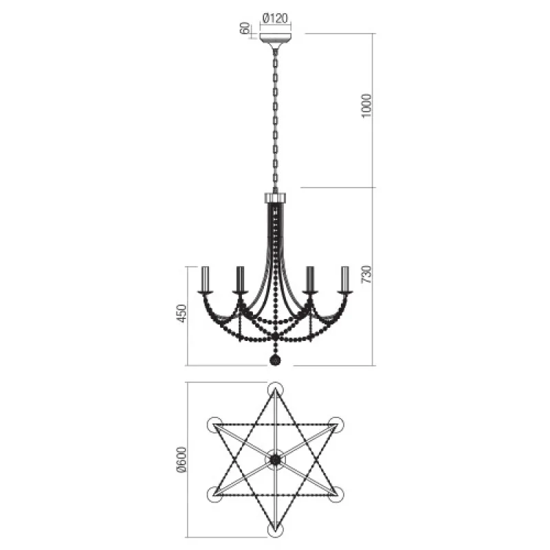 Aphrodite 02-994 – Smarter chandelier in matt gold, 6X28W, IP20