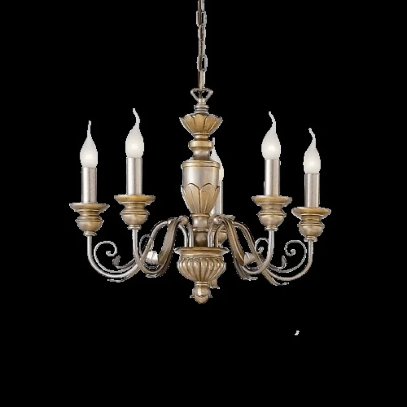 Chandeliers Firenze SP5 ORO ANTICO 020822 – Ideal Lux chandelier in gold, 5X40W, IP20