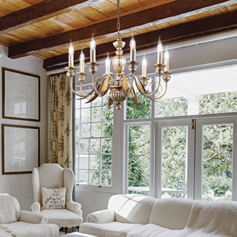 Chandeliers Firenze SP8 ORO ANTICO 020839 – Ideal Lux chandelier in gold, 8X40W, IP20