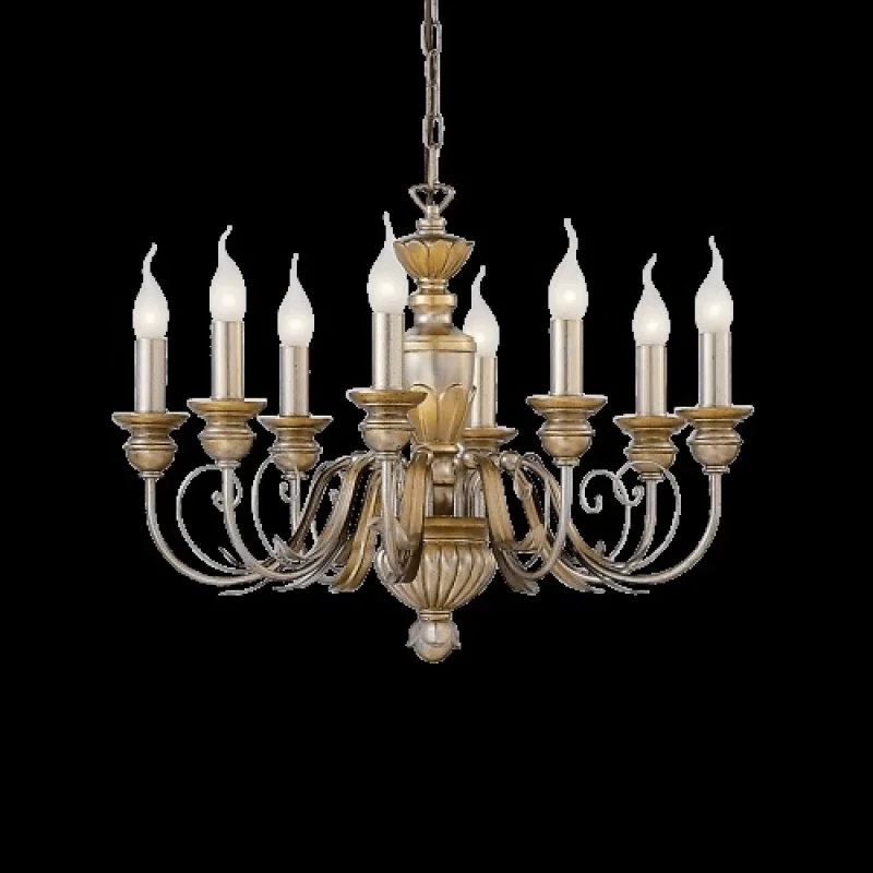 Firenze SP8 ORO ANTICO 020839 – Ideal Lux chandelier in gold, 8X40W, IP20