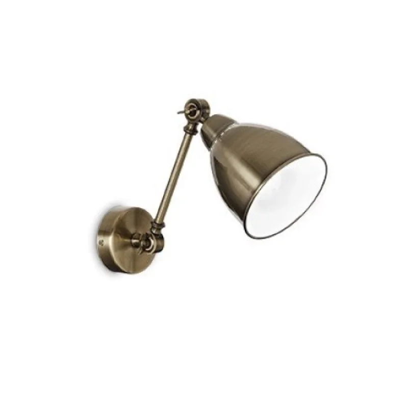 Wall Lights Newton AP1 Antique Brass 027876 – Ideal Lux wall light in antique brass, 1X60W, IP20