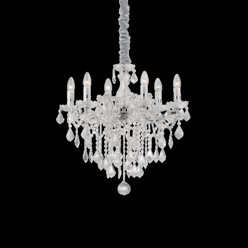 Florian SP6 Chrome 035628 – Ideal Lux chandelier in chrome, 6X40W, IP20