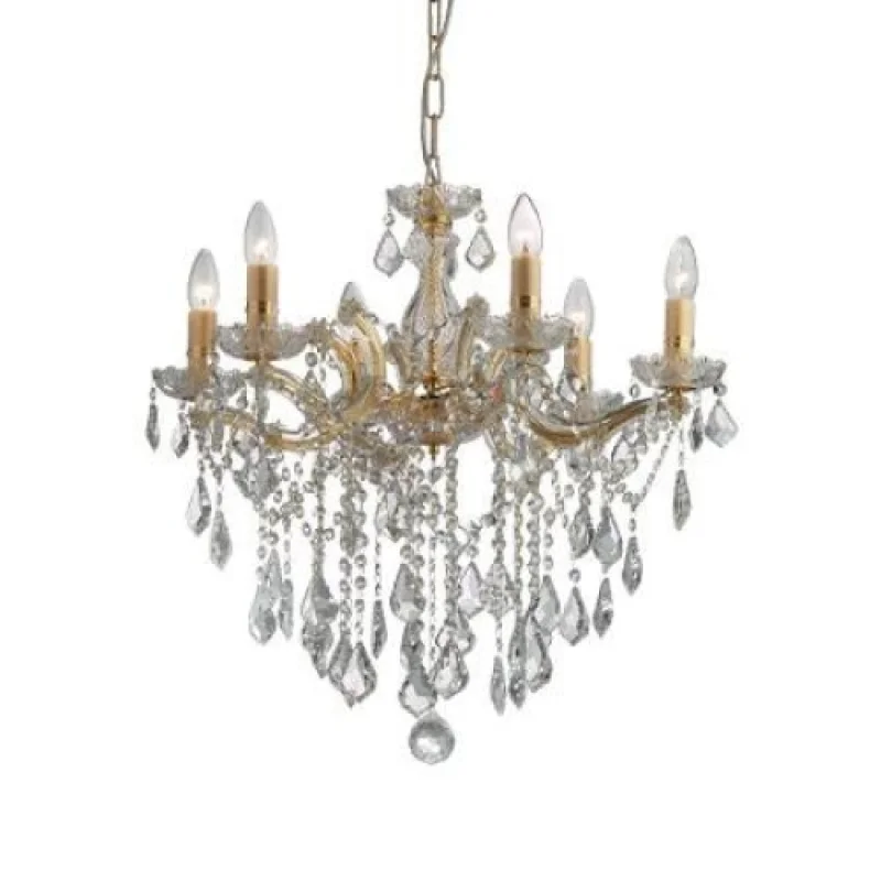 Полилеи Florian SP6 Brass 035635 – Ideal Lux полилей в месинг, 6X40W, IP20