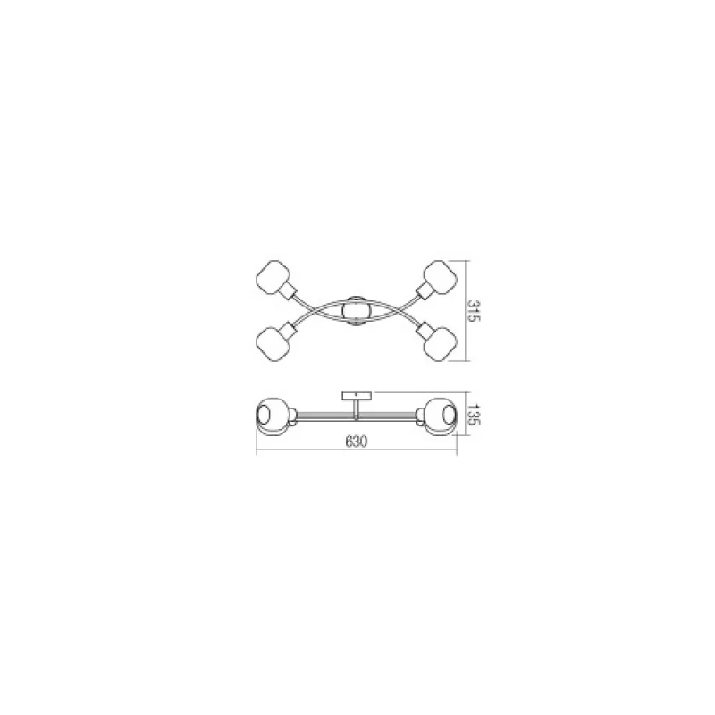 Amber 04-486 – Smarter плафон в матово черен, 4X28W, IP:20