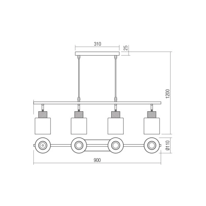 Hansen 04-530 – Smarter пендел в матово черен, 4X42W, IP20