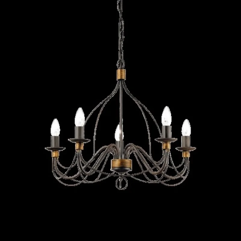 Chandeliers Corte SP5 Antique Brown 057187 – Ideal Lux chandelier in antique brown, 5X40W