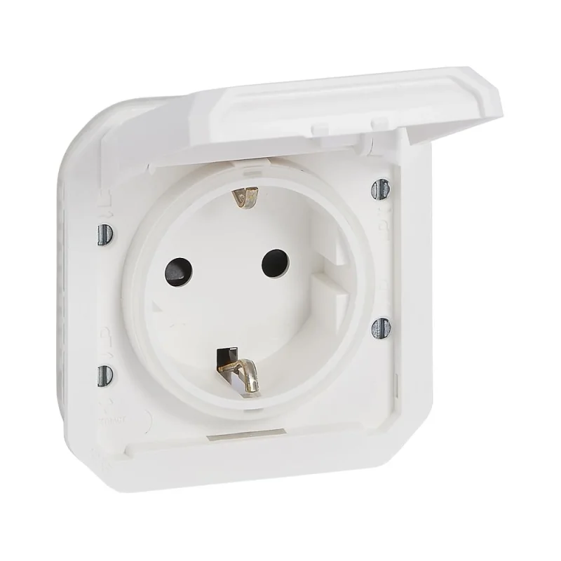 Legrand Schuko socket 2P+E 16A mechanism with children's protection and screw. terminals IP55 White - Legrand Plexo New 069639L