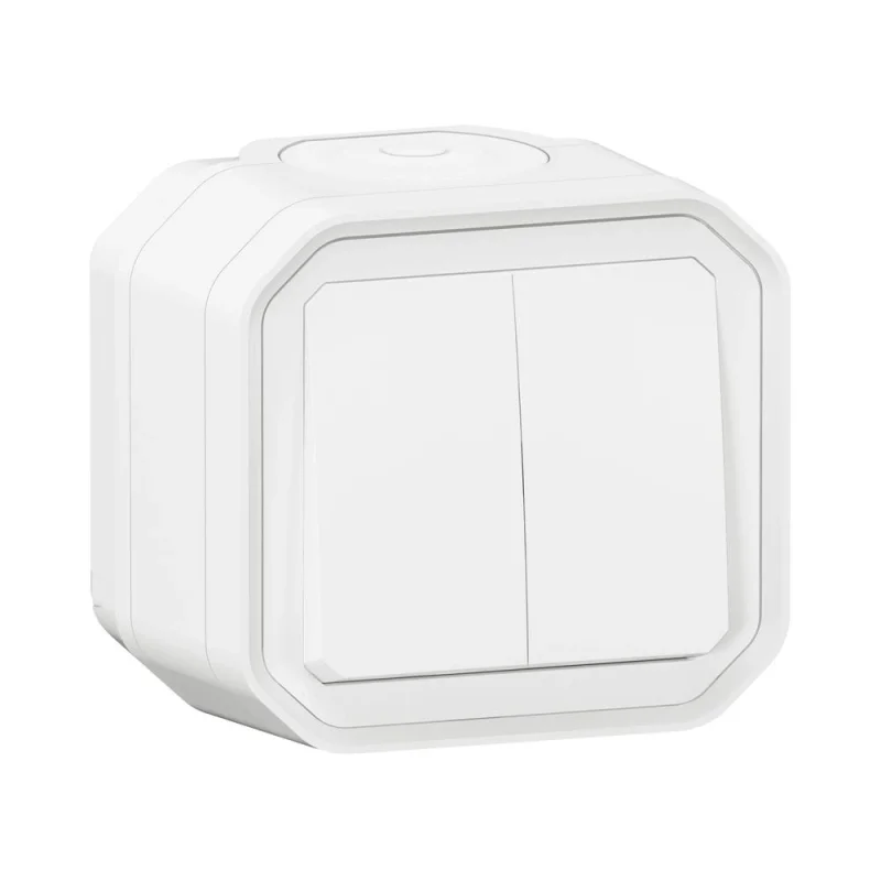 Double switch/push button 10A Ohm monobloc IP55 White - Legrand Plexo New 069755L