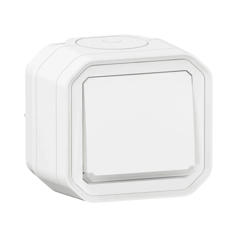 Бутон моноблок 10A с подсветка LED 230VA IP55 Бял - Legrand Plexo New 069762L