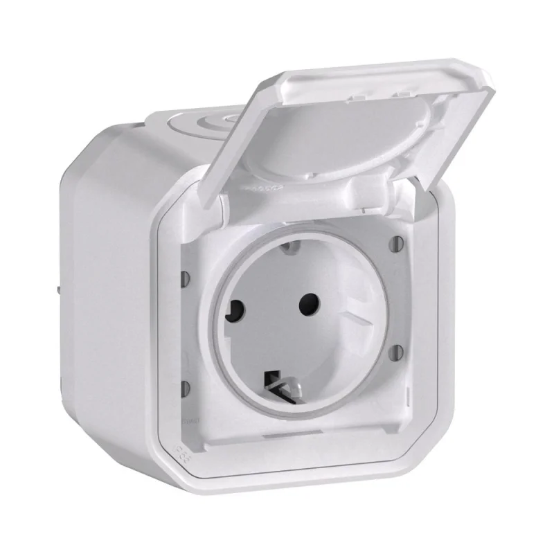 Legrand Контакт Шуко 2P+E 16А моноблок с детска защита и винтови клеми ОМ IP55 Антрацит - Legrand Plexo New 069771L