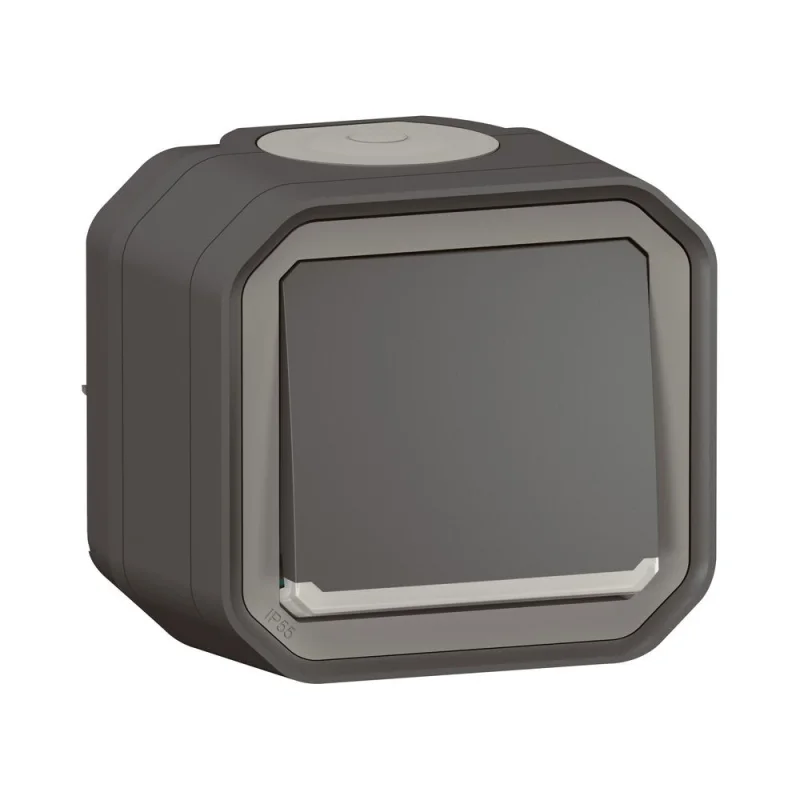 Legrand Push button monobloc 10A with backlight LED 230VA IP55 Anthracite - Legrand Plexo New 069782L