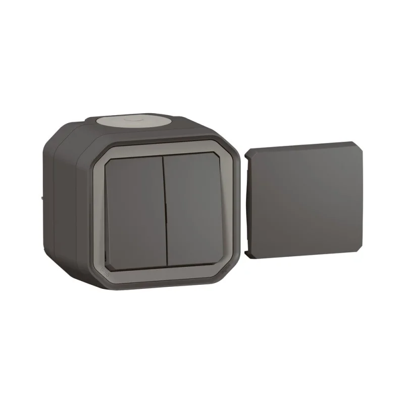 Legrand Multifunction switch/push button 5 functions Ohm monobloc IP55 Anthracite - Legrand Plexo New 069789L