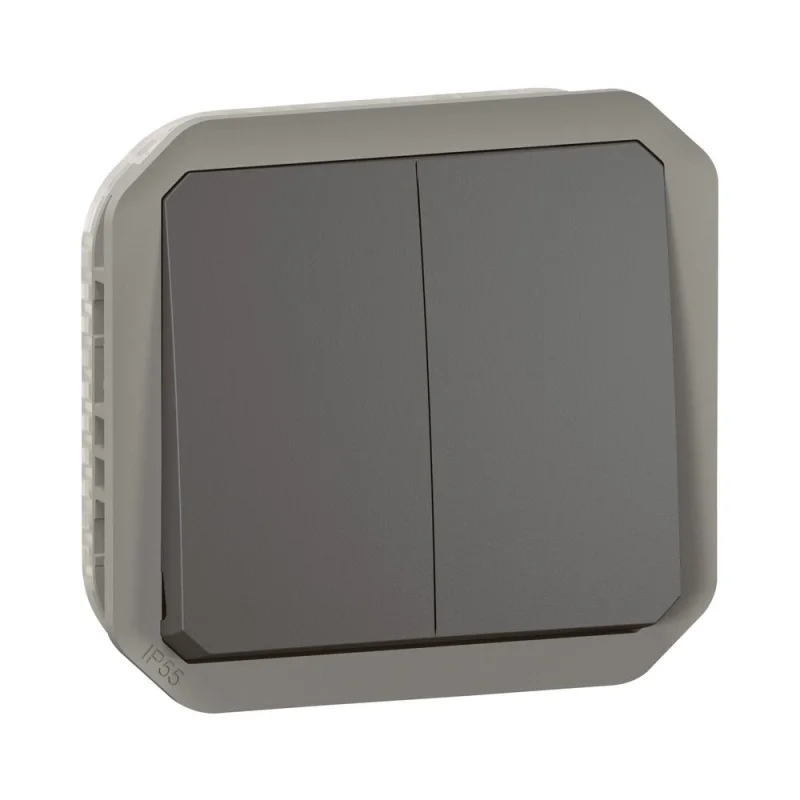 Legrand Double switch/push button 10A mechanism IP55 Anthracite - Legrand Plexo New 069805L