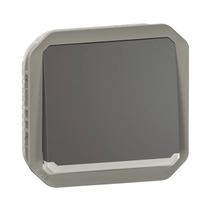 Бутон 10А с подсветка LED 230VA механизъм IP55 Антрацит - Legrand Plexo New 069813L