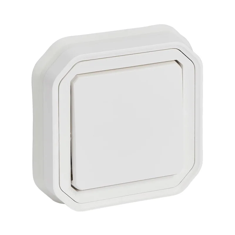 Девиаторен ключ 10А моноблок скрит монтаж със скоби IP55 Бял - Legrand Plexo New 069852L
