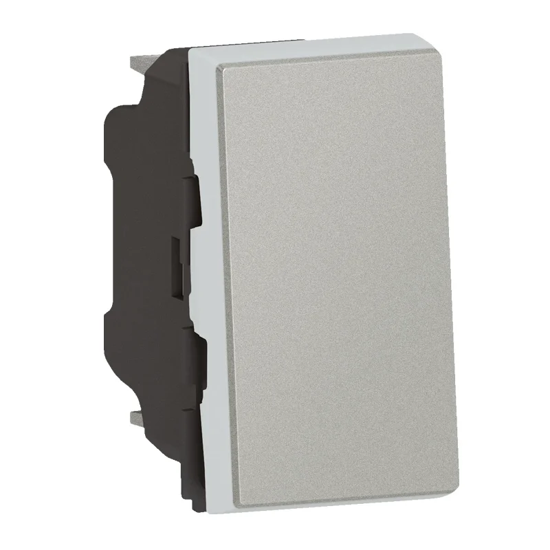 Legrand Push button 6A 1M Aluminium Easy-Led - Legrand Mosaic New 079230L