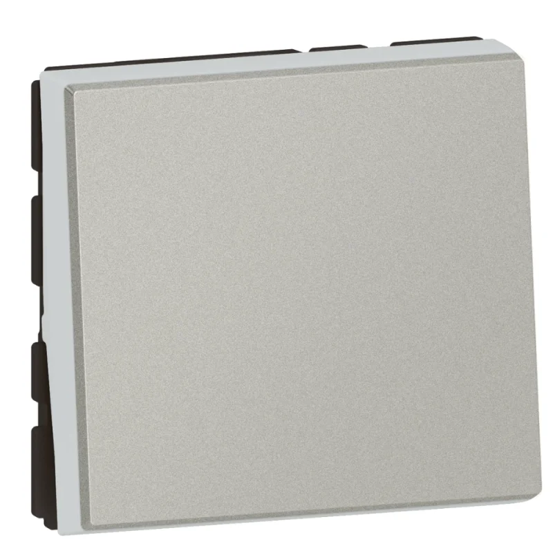 Legrand Push button 6A 2M Aluminium Easy-Led - Legrand Mosaic New 079240L
