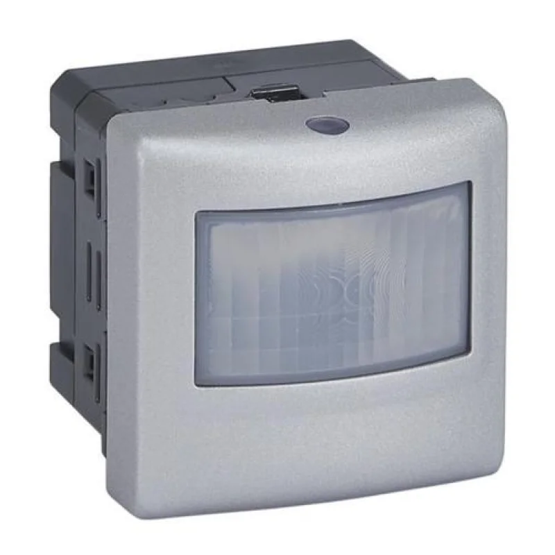 Legrand Motion sensor LED 100W without neutral 170° h=1.2m range 8m 2M Aluminium - Legrand Mosaic New 079247A