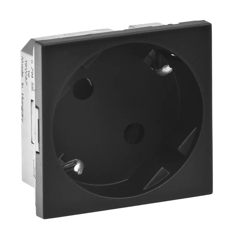 Legrand Schuko socket 16A 45° 2M Black - Legrand Mosaic 079355L