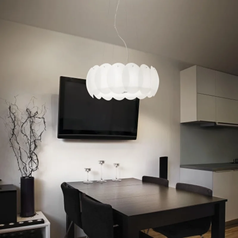 Pendant Lights Ovalino SP8 090481 – Ideal Lux pendant in white, 8X60W, IP20
