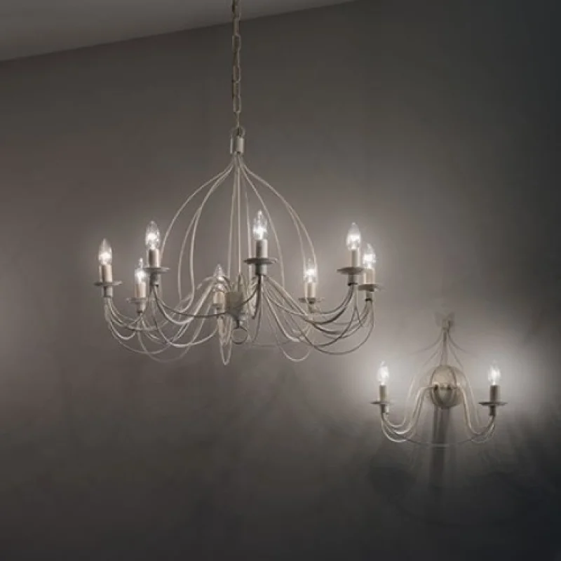 Corte SP12 Antique White 097664 – Ideal Lux chandelier in antique white, 12X40W, IP20